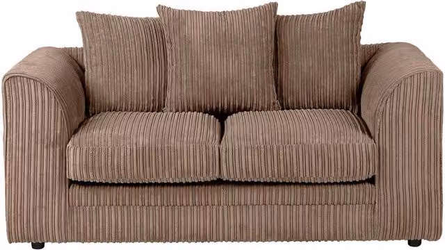 LUXURY LIFE Declan 2 Seater Sofa in Light Brown Jumbo Cord Fabric – 1