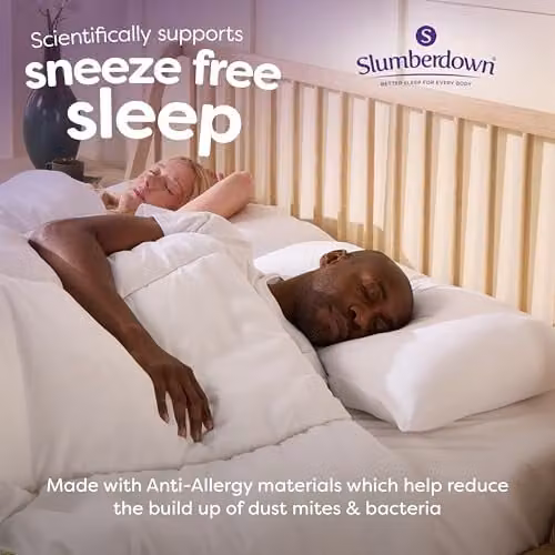 Slumberdown 4 Pack Anti Allergy Soft Microfibre Pillows in White, W: 74 cm, H: 48 cm