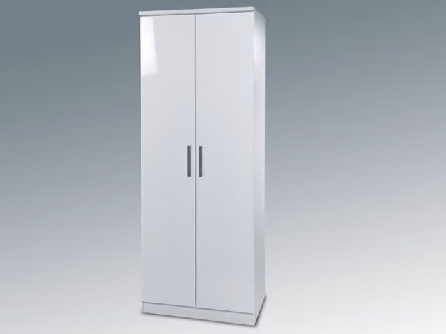 Welcome Knightsbridge White High Gloss 2 Door Tall Double Wardrobe