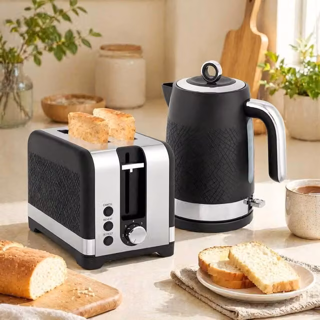 STILVORA Kettle and Toaster Set in Black with Rapid Boil and Auto Shut-Off Features – 1