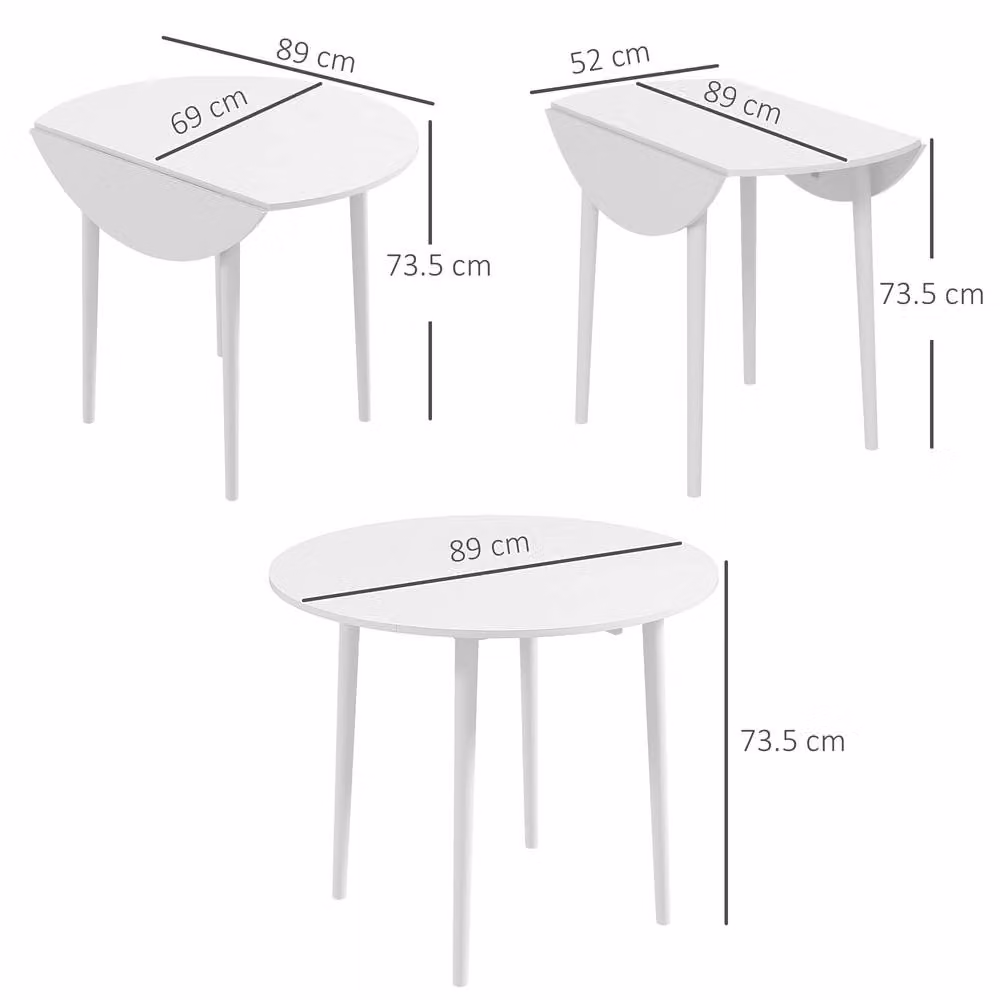 STILVORA Modern Round Folding Dining Table with Drop Leaves in White – 2