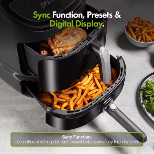 Vonshef 12-in-1 Dual Zone Air Fryer with Pizza Drawer, Black – 5
