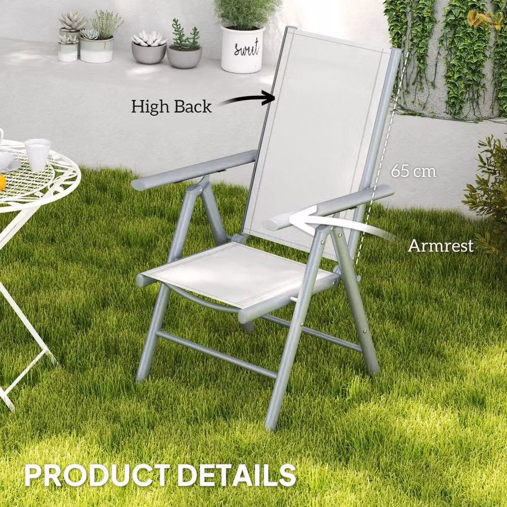 FORGEVIO Set of 2 Grey Folding Chairs with Breathable Mesh Back and Seat – 2