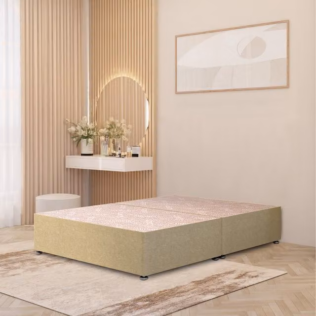 Somnior Beds Ltd Single Divan Bed Base in Beige Linen Fabric with Drawers, W/D/H: 90 x 190 cm
