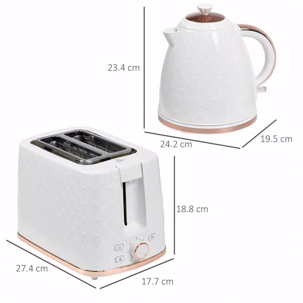 STILVORA Kettle and Toaster Set with Auto Shut-Off in Beige and White – 2