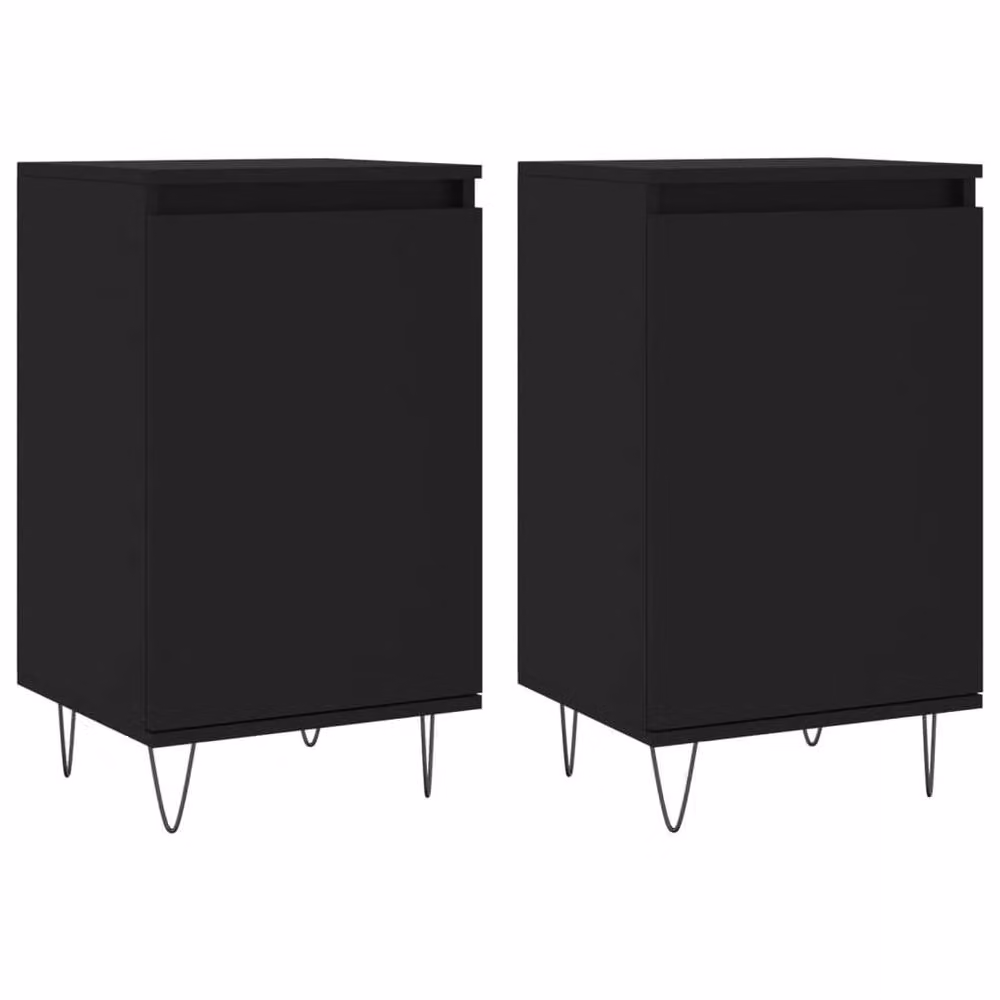 Berkfield Home Set of 2 Modern Black Sideboards in Engineered Wood, W/D/H: 40 x 35 x 70 cm – 3