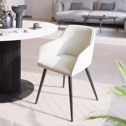 tectake Modern Dining Chair with Armrests in Black and White – 2
