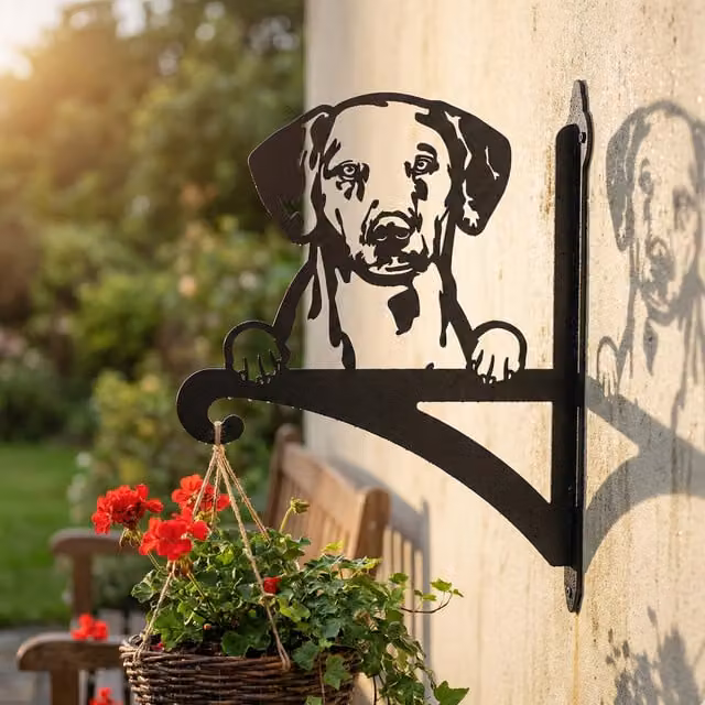 Laser Hut Dalmatian Metal Hanging Basket Bracket in Black