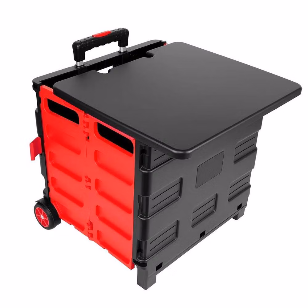 KORVIXA Folding Boot Cart Shopping Trolley and Storage Box, Black, W: 80 cm, D: 42.5 cm, H: 42.5 cm – 5