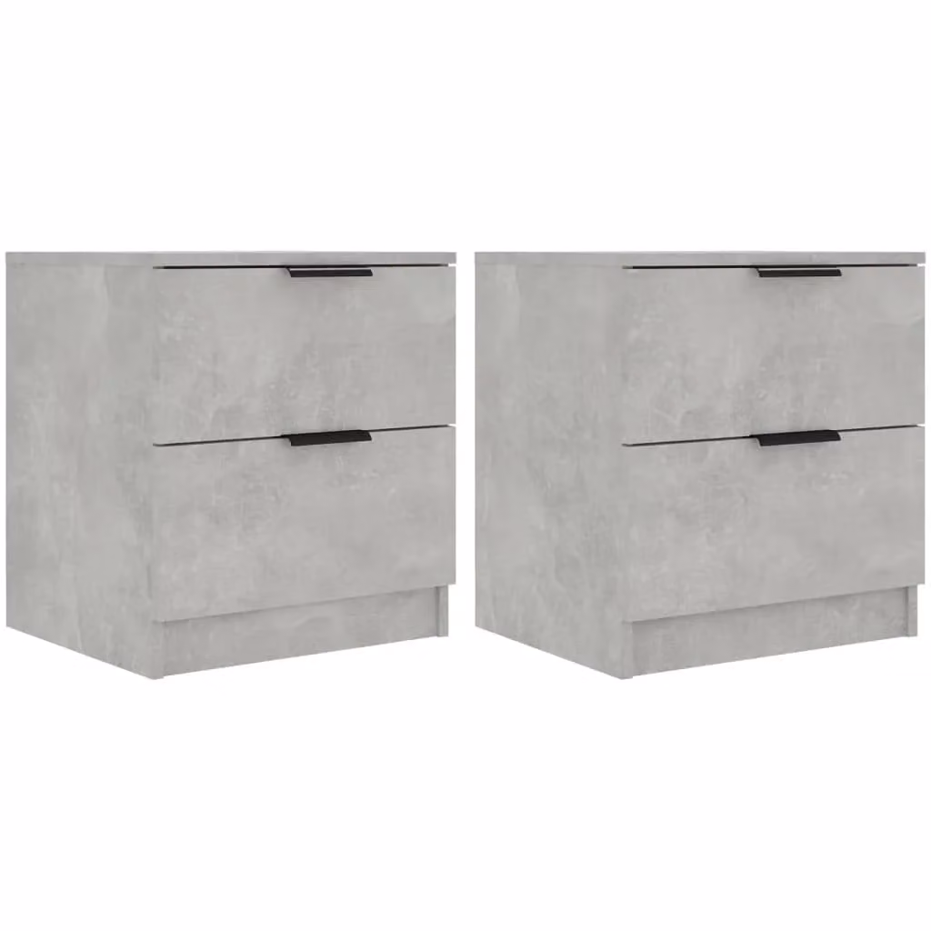 Berkfield Home Set of 2 Modern Bedside Cabinets in Concrete Grey MDF