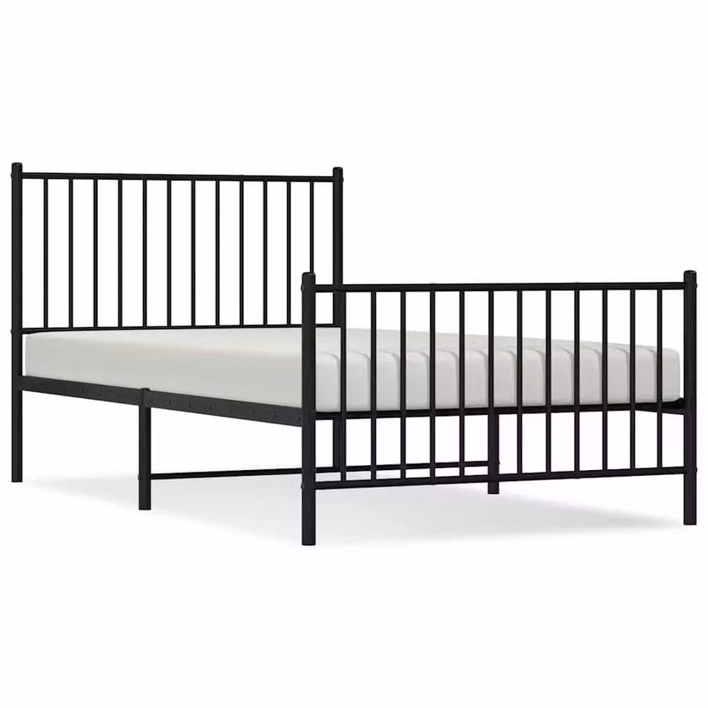 Berkfield Home Metal Bed Frame with Headboard and Footboard in Black, W/D/H: 100 x 200 cm – 2
