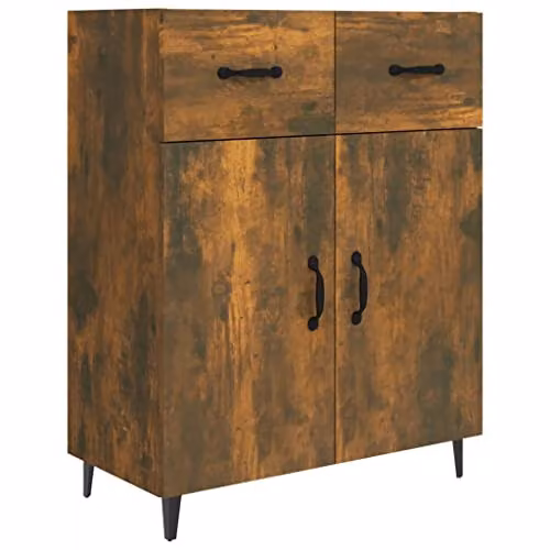 vidaXL Smoked Oak Sideboard in Brown, W/D/H: 69.5 x 34 x 90 cm