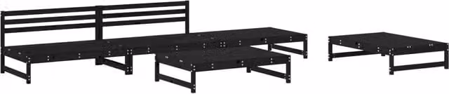 Berkfield Home 5 Piece Rustic Black Solid Pine Wood Garden Lounge Set