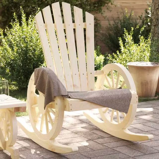 Berkfield Home Rocking Adirondack Chair in Brown Solid Wood – 1