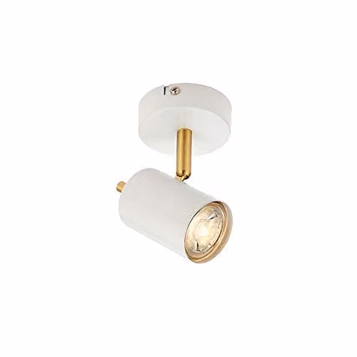 Netlighting Gull 1 Light Adjustable LED Wall Spotlight in Matt White and Satin Brushed Gold with GU10 Bulb