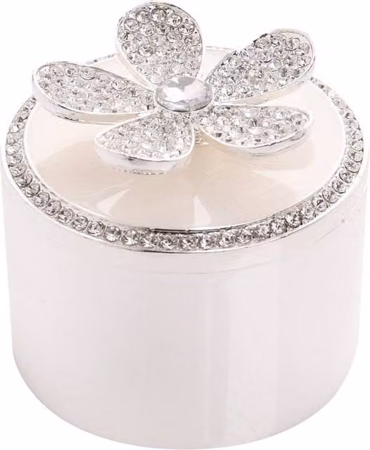 Sophia Classic Collection Classic Jewelled Flower Jewellery Box in Silver Metal