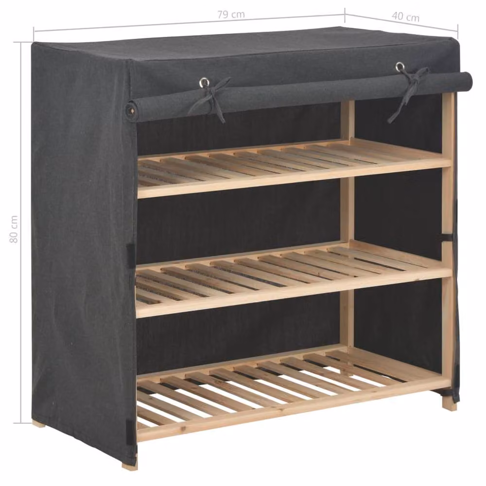 Berkfield Home Grey Fabric Shoe Cabinet with Integrated Seat, W: 79 cm, D: 40 cm, H: 80 cm – 4