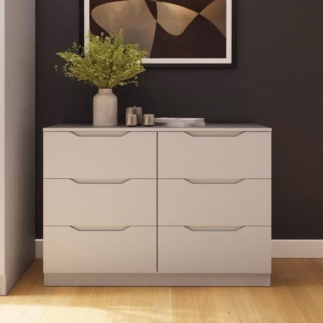 FWStyle Modern 6 Drawer Chest of Drawers with Recessed Handles in Matt White