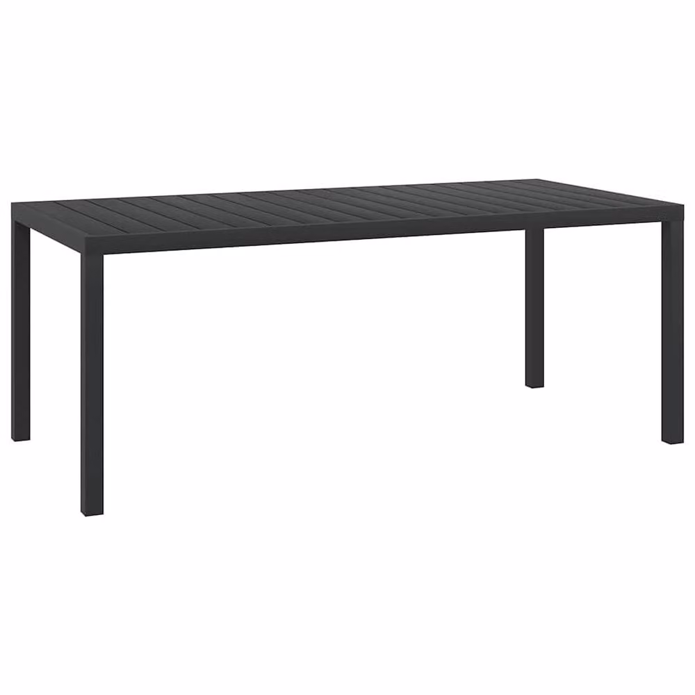 Berkfield Home Black Rectangular Garden Table in Powder Coated Aluminium and WPC, W/D/H: 185 x 90 x 74 cm – 2