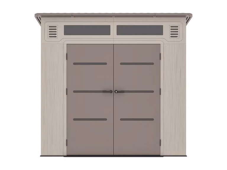Vente-unique Brown Resin Lean-To Garden Shed with Floor and Window