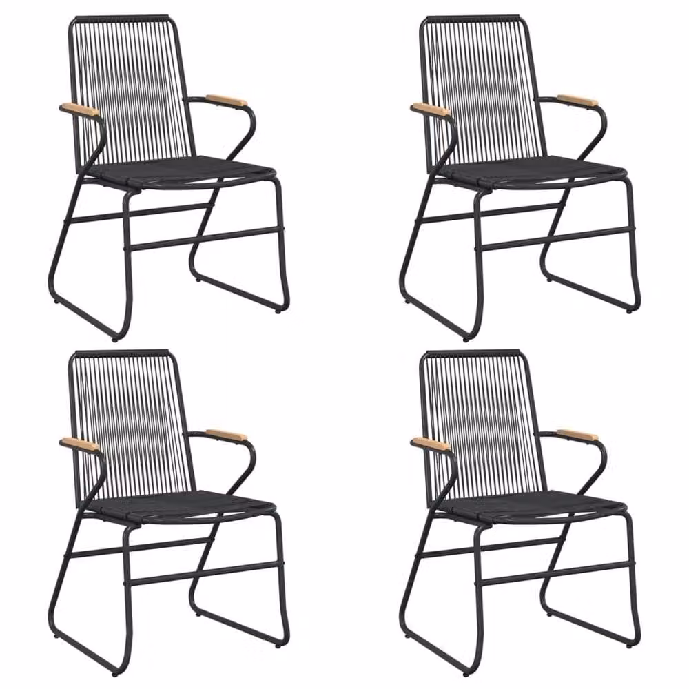 Berkfield Home Beautiful Garden Chairs, 4 Piece Set in Black PVC Rattan, W/D/H: 58 x 59 x 85.5 cm – 3