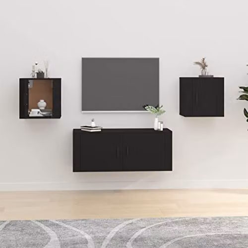 vidaXL 2 Piece Black Wall-mounted TV Cabinet Set W/D/H: 40 x 34.5 x 40 cm – 1