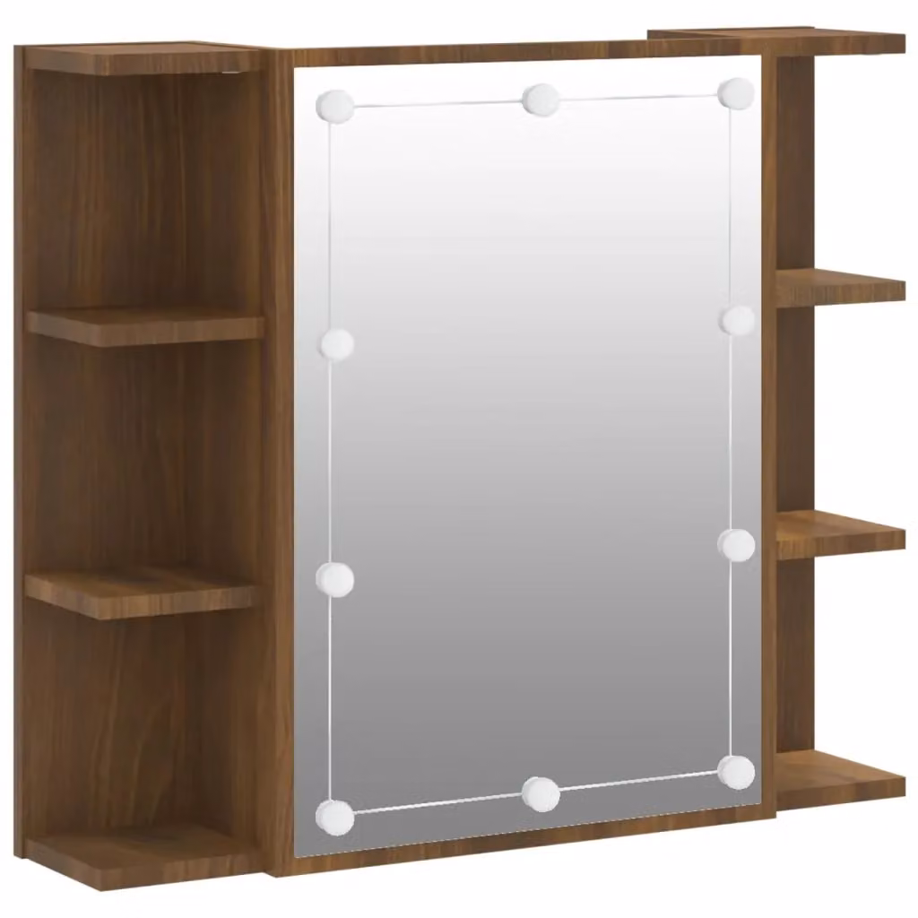 Berkfield Home Modern Brown Oak Mirror Cabinet with Integrated LED Lighting, W/D/H: 70 x 16.5 x 60 cm – 2