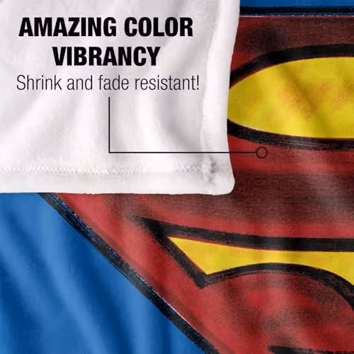 Warner Bros. Superman Charcoal Shield Super Soft Fleece Throw Blanket, Grey/Multicolour, W: 127.0 cm, D: 152.4 cm – 3