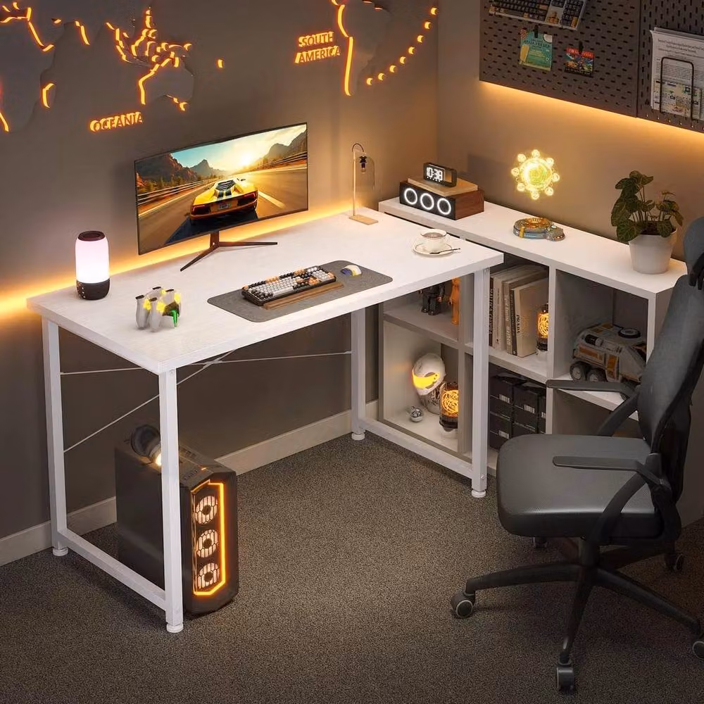 FORGEVIO Modern White Computer Desk for Home Office, W: 100 cm, D: 48 cm – 4