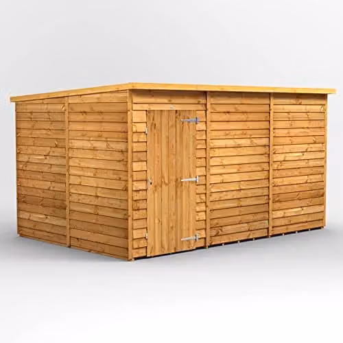 Powersheds Premium Pent Overlap Wooden Shed in Brown, 10mm Extra Thick Timber, Windowless