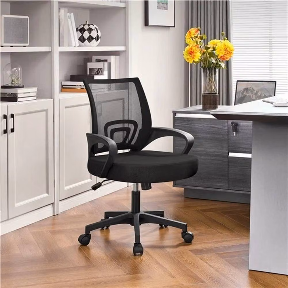 FLAVORA Black Fabric Task Chair for Home Office with Armrests – 2