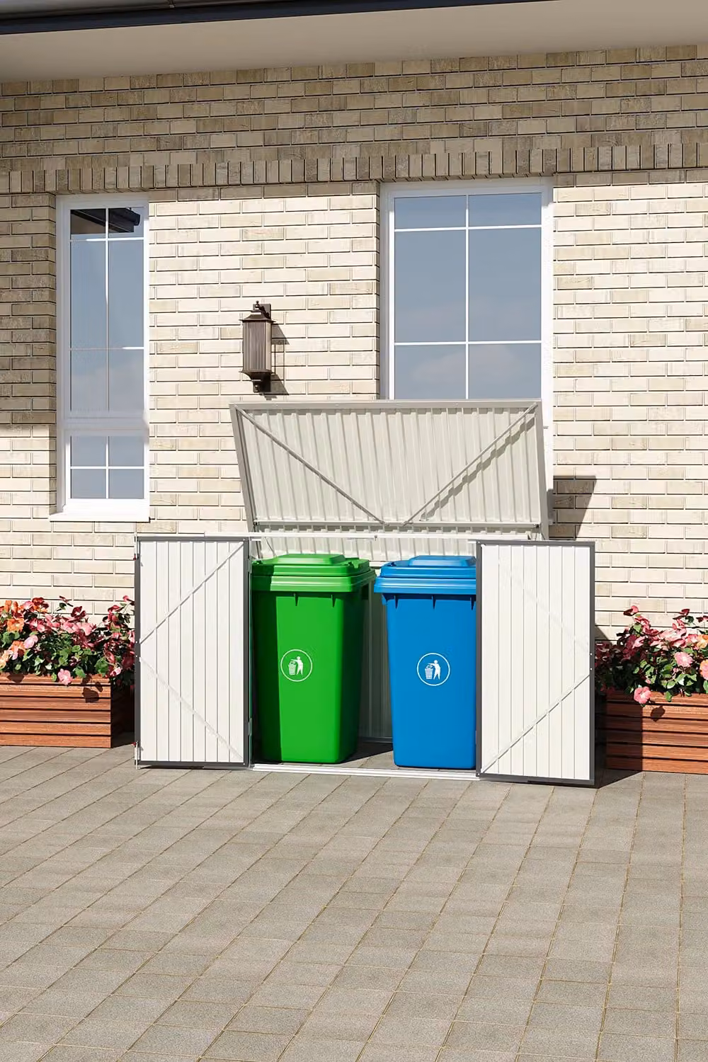 Living and Home Steel Pent Bin Store Garden Storage Shed, Black, H x W x D: 176 x 130 x 105 cm – 1