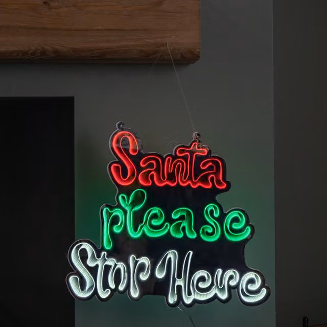 Samuel ALEXANDER Santa Stop Here Christmas Infinity Mirror Hanging Light with Multi-Coloured LEDs, 40cm – 1