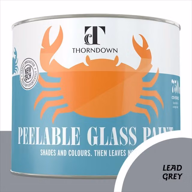Thorndown Lead Grey Peelable Glass Paint, Satin Matt, Water Based, 11.5 cm