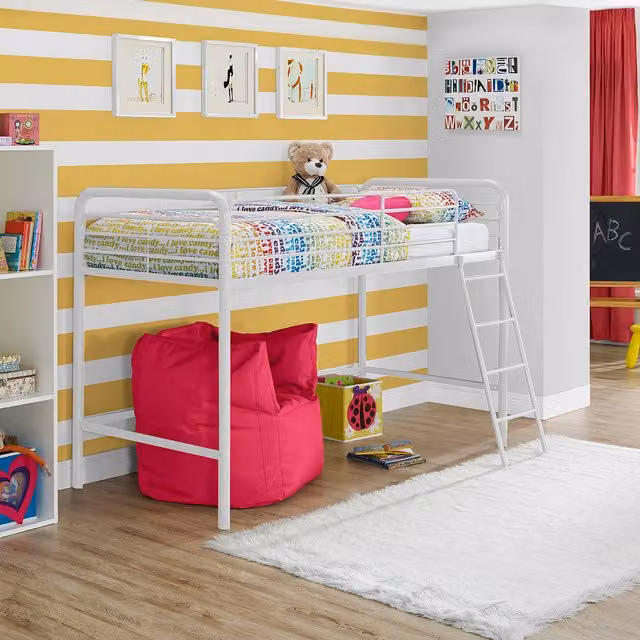 Dorel Single Midsleeper Bunk Bed in White Metal, 90 x 190 cm