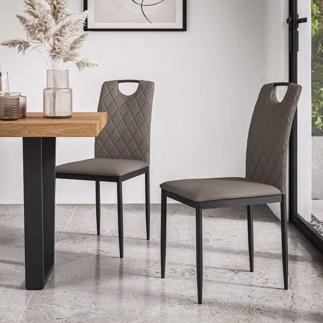 More4Homes Monza Faux Leather Dining Chair in Grey, Set of 2