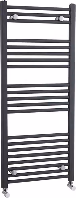 Balterley Heated Vertical Towel Straight Rail, Anthracite Grey, H 115 cm x W 50 cm x D 5 cm – 1
