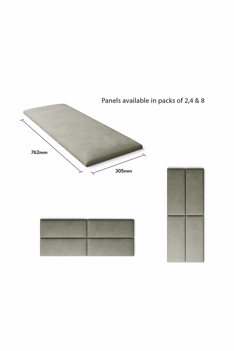 Aspire EasyMount Wall Mounted Upholstered Panels, Modular DIY Headboard in Duck Egg Blue Plush Velvet Fabric (Pack of 8)