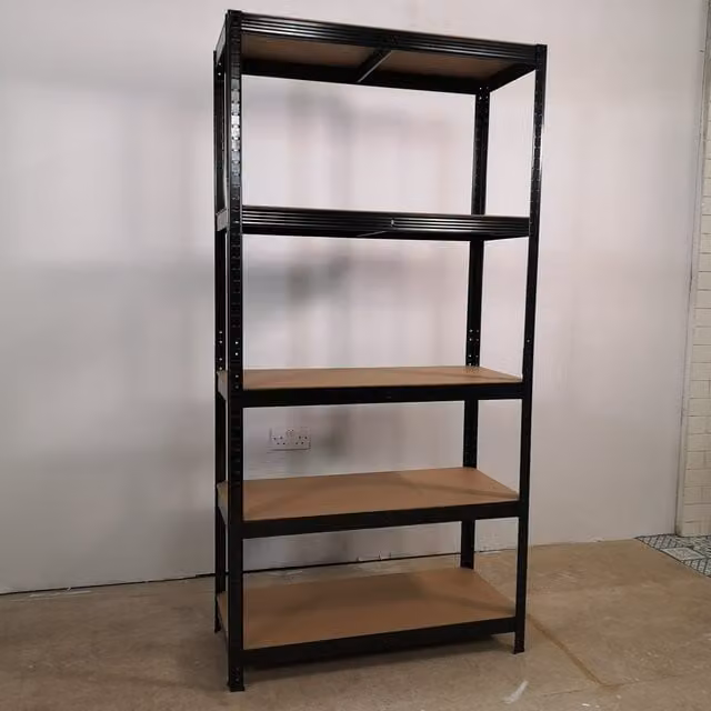 Samuel ALEXANDER Heavy Duty 5 Tier Metal Garage Shelving Storage Racking Unit, Black, W: 90 cm, D: 40 cm, H: 180 cm