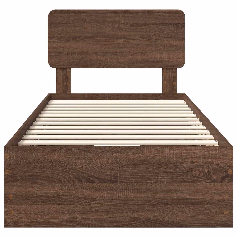 Berkfield Home Modern Bed Frame with Drawers in Brown Oak, W/D/H: 100 x 200 cm, Engineered Wood – 4