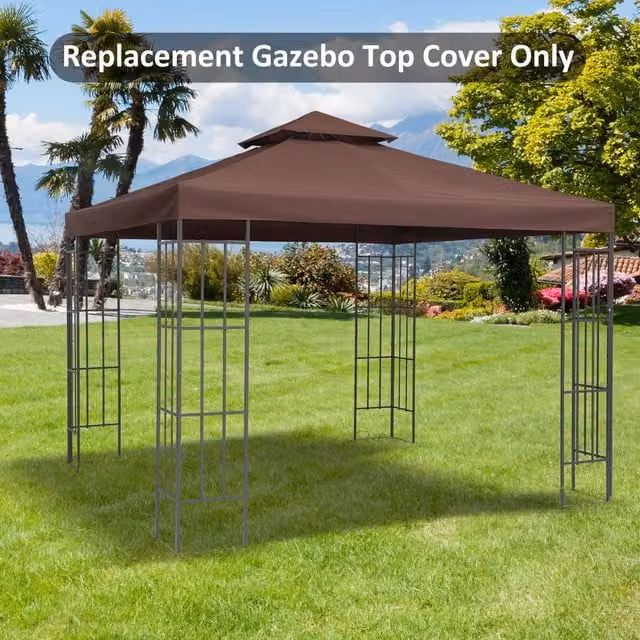Outsunny 2 Tier Garden Gazebo Replacement Canopy Roof Cover in Bronze
