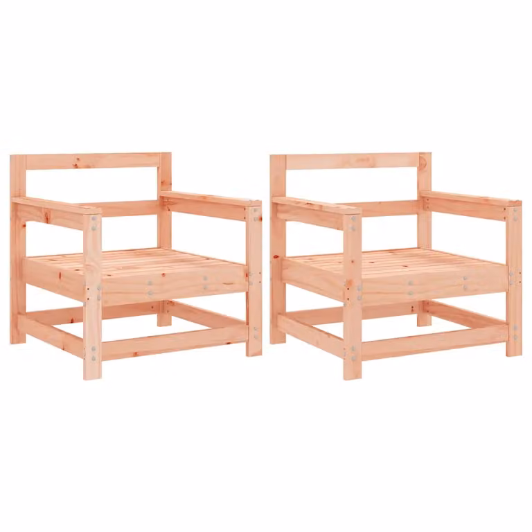 Berkfield Home Set of 2 Rustic Brown Solid Wood Garden Chairs with Armrests