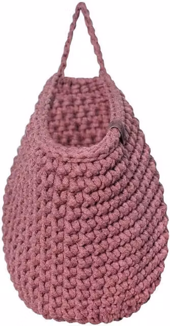 Zuri House Crochet Hanging Bag in Pink, Open Weave, XXS