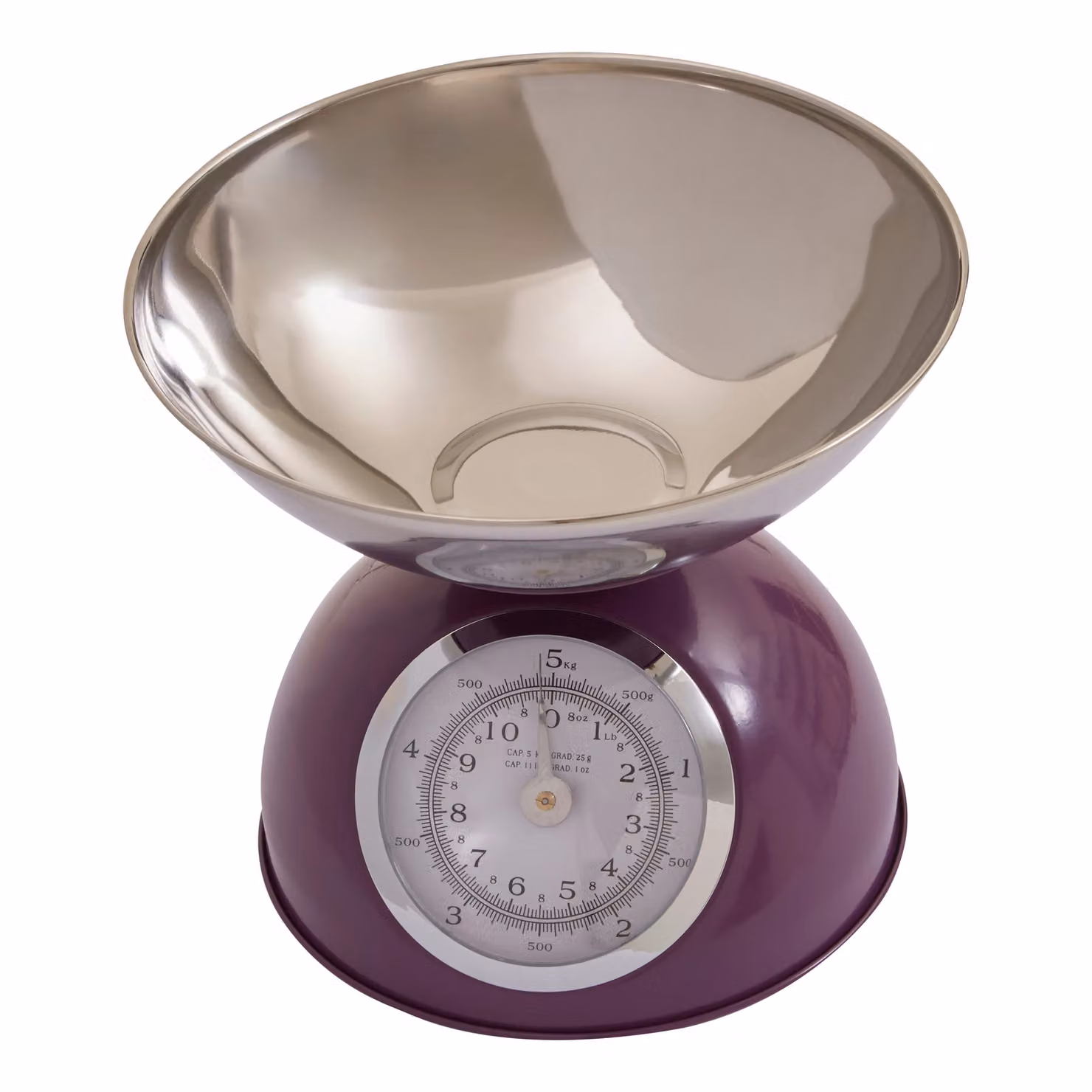 Orsina Premium Retro Style Manual Kitchen Scale, 5kg Capacity, Silver and Purple Metal Construction with Analog Display – 2