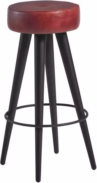 netfurniture Tanibu Vintage Red Synthetic Leather Stool with Metal Frame