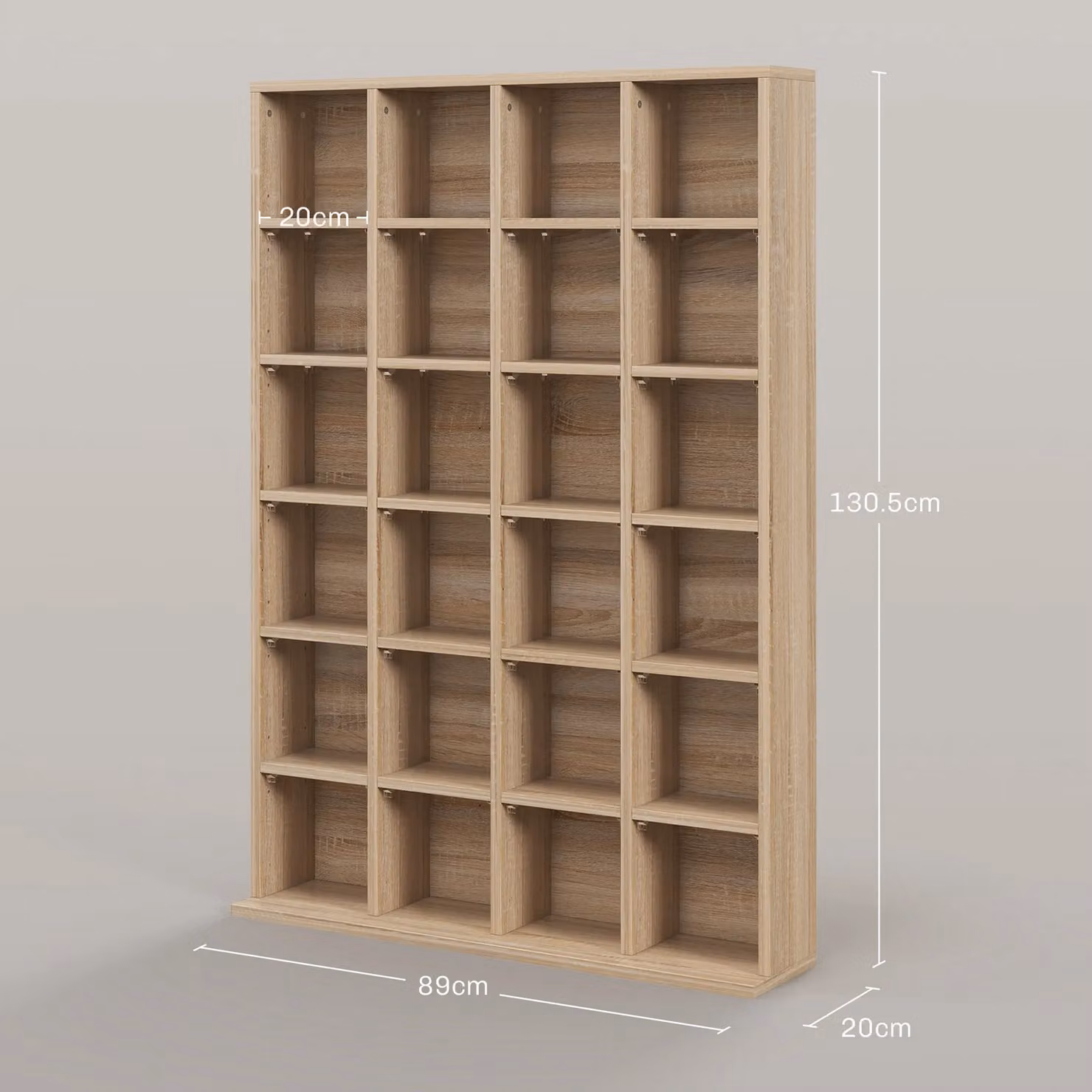 HOMCOM Modern Freestanding Media Storage Rack with Adjustable Shelves and Back Panel, Brown and Sand – 3