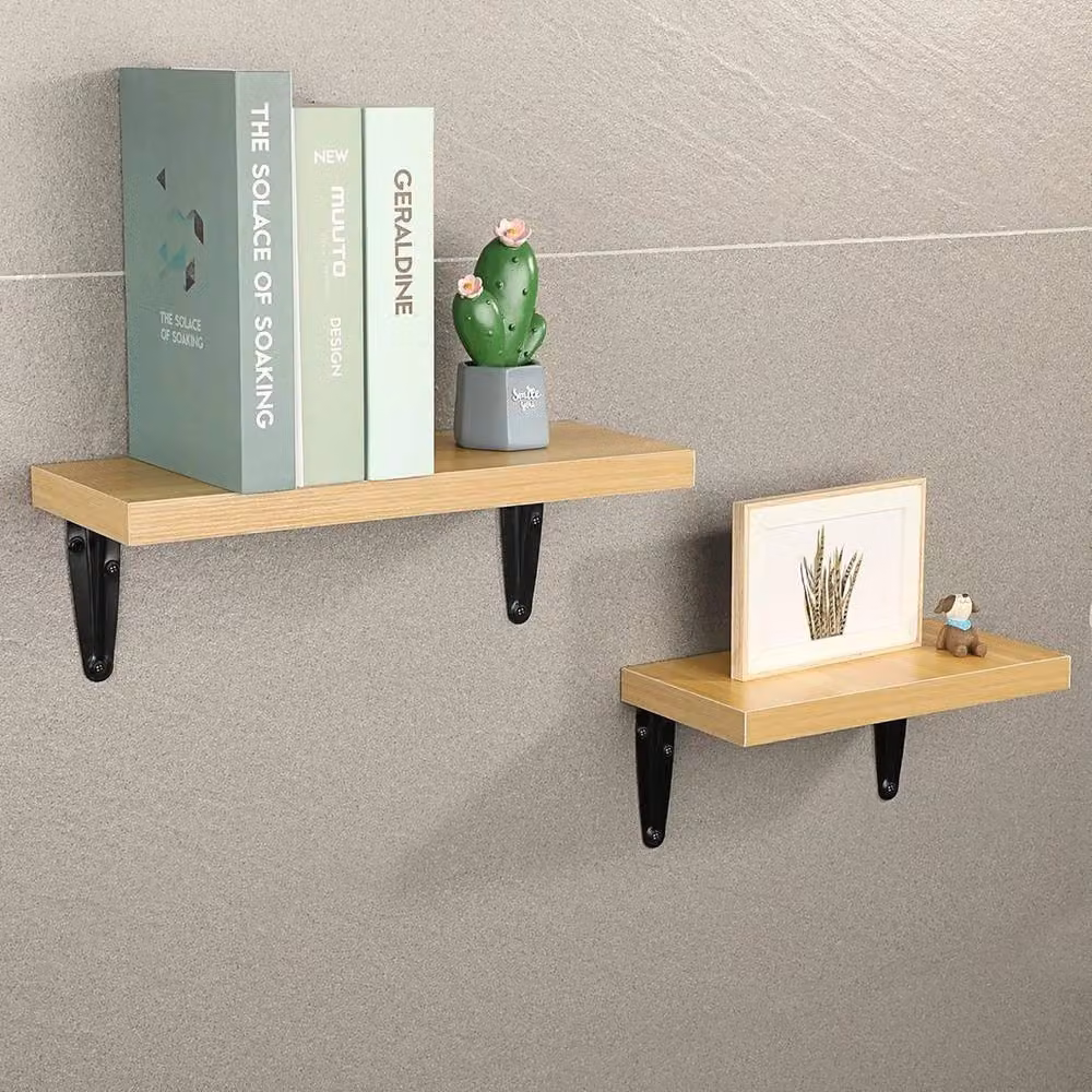 NESTLUNE Heavy Duty Steel Wall Mounted Shelf Brackets in Black, W/D: 40 x 10 cm – 3