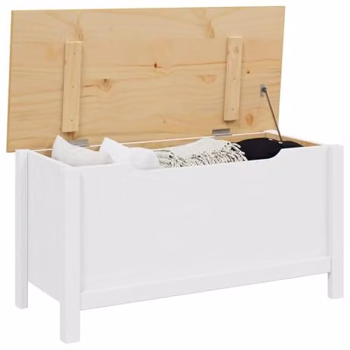 vidaXL Modern Rectangular Storage Box in White and Honey Brown, W/D/H: 90 x 40 x 45 cm – 1