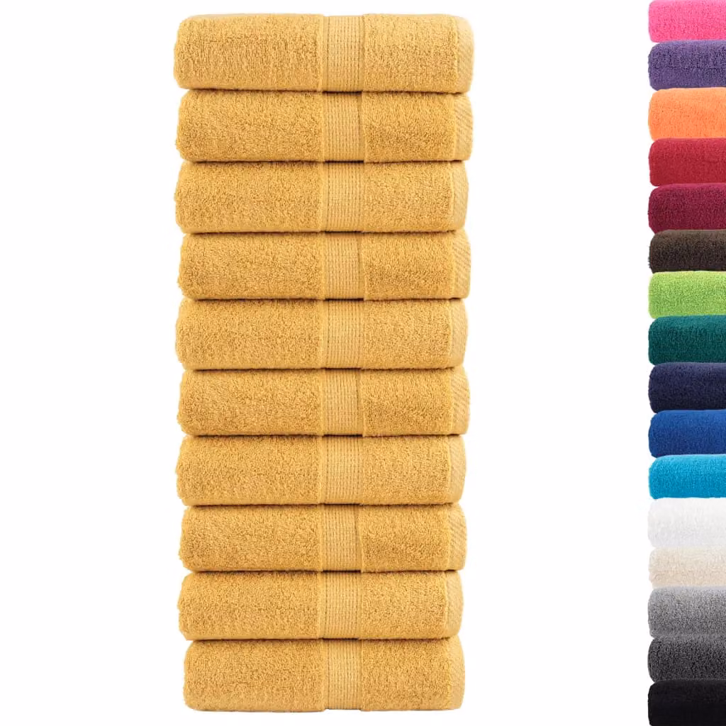 Berkfield Home SOLUND Premium Cotton Terry Guest Towels, Gold, 10 Pack, W: 30 cm, H: 50 cm, 600gsm – 2