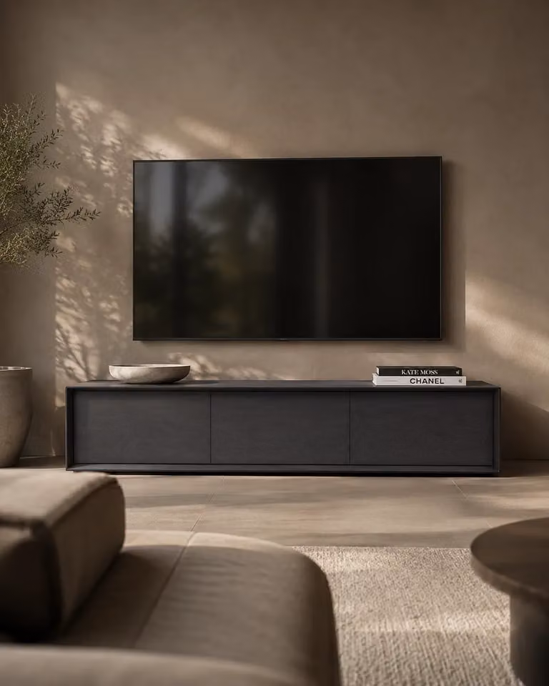 Tommy Franks Alida Modern TV Unit in Smoke Oak, W/D/H: 180 x 45 x 39 cm